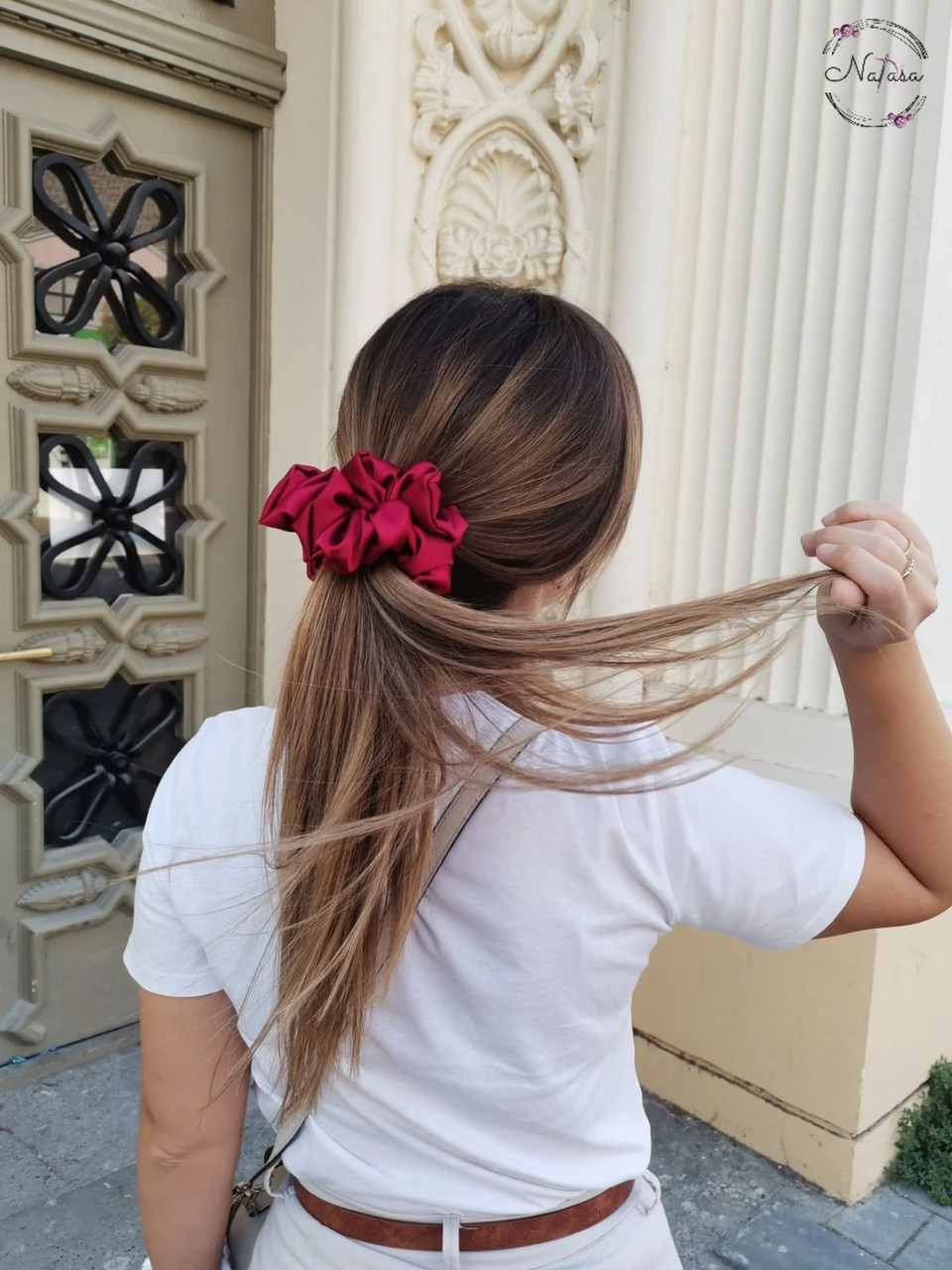 🎀 اسکرانچی غول پیکر ساتن LX سرخابی